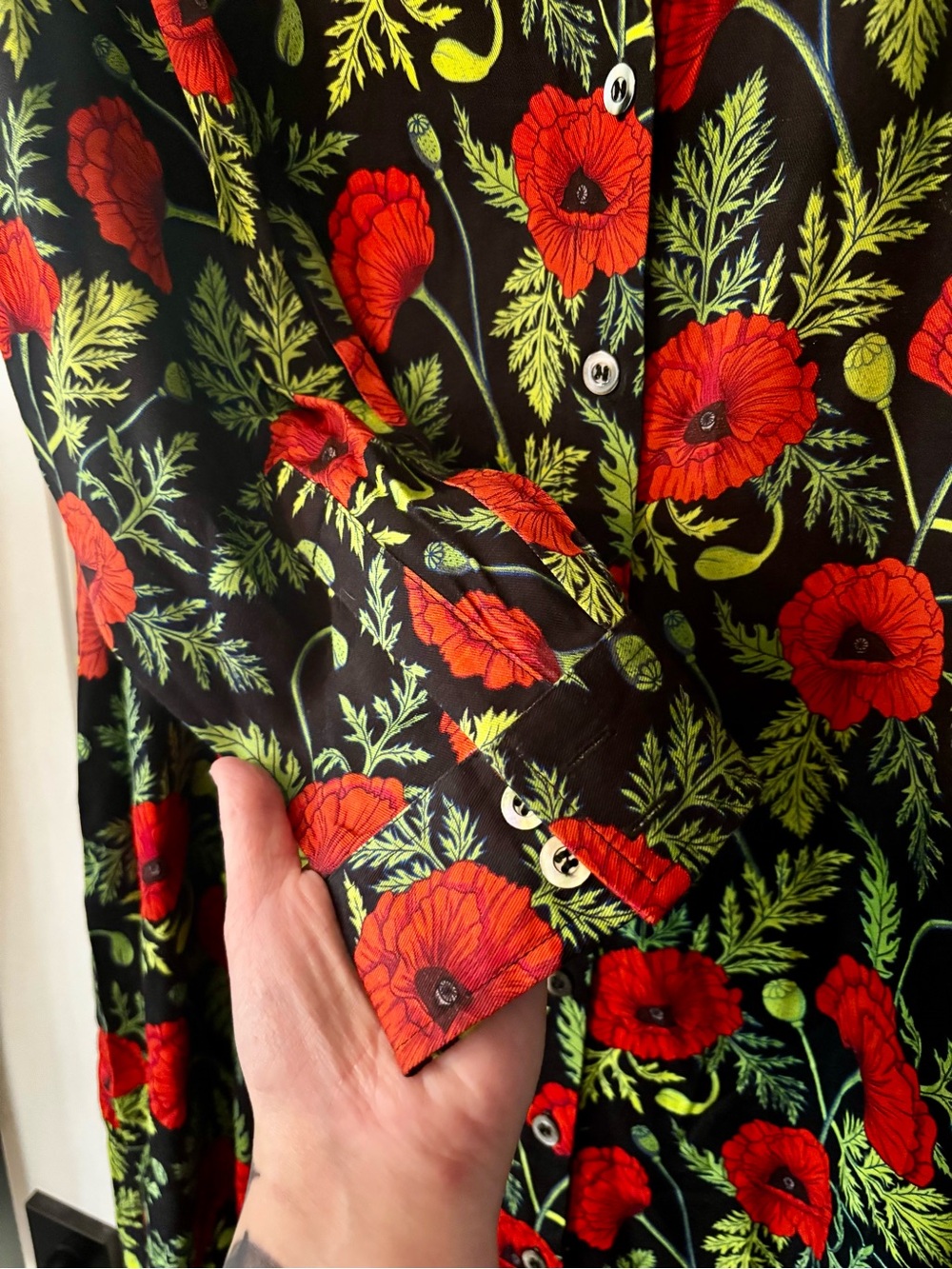 Hemloya Zaha Midi Shirt Dress in Orange Poppy Print - Picture 7 of 11
